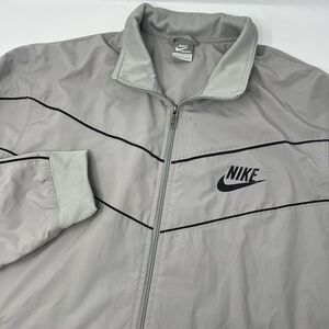 Nike Sportswear Track Jacket Mens XL Gray White Full Zip Swoosh Logo‎ 2000's Y2K